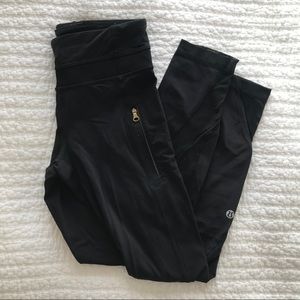 Lululemon Black Cropped High Waist Leggings Size 4
